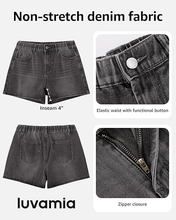 luvamia FleXclusive Jean Shorts for Women High Waisted Baggy Wide Leg Elastic Waist Mom Denim Shorts 4" Inseam Casual Summer Jorts