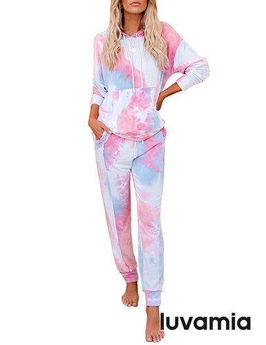 luvamia Women Tie Dye Pajama Sets Long Sleeve Tops and Pants PJ Sets Joggers Loungewear Sleepwear