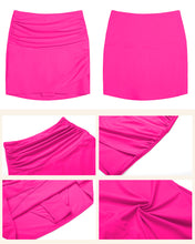 luvamia Women's Pleated Swim Skirt Mid Waist Swimsuit Bottom Swimwear
