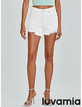 luvamia Jean Shorts for Women High Waisted Stretchy Distressed Denim Shorts Ripped Frayed Raw Hem Summer Casual Shorts