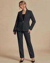 luvamia Pant Suits for Women Dressy 2 Piece Sets Business Casual Pants Set Single Button Blazers, Notch Collar, High Waisted Pants, 29" Inseam, Adjustable Dual Button Waistband, Elegant Office Outfits