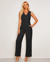 LUVAMIA Women 2 piece Vest Set Wide Leg Business Casual V Neck Sleeveless Suit Work Pant