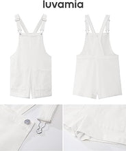 LUVAMIA Women's Denim Jumpsuit Overall Adjustable Sleeveless Stretch Short Romper Jean.
