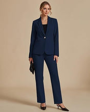 luvamia Pant Suits for Women Dressy 2 Piece Sets Business Casual Pants Set Single Button Blazers, Notch Collar, High Waisted Pants, 29" Inseam, Adjustable Dual Button Waistband, Elegant Office Outfits