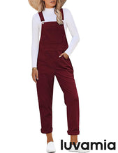 LUVAMIA Women's Fashion Adjustable Strap Overall Pocket Bib Overall Tapered Leg Classic Overall