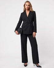 luvamia Pants Suits Women 2 Piece Double Breasted Business Casual Outfits Classic Notch Lapel, Wide Leg Pants, Structured Shoulders, Professional Dressy Pantsuit Set, Office Chic, 2026 Fall Fashion
