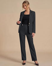 luvamia Pant Suits for Women Dressy 2 Piece Sets Business Casual Pants Set Single Button Blazers, Notch Collar, High Waisted Pants, 29" Inseam, Adjustable Dual Button Waistband, Elegant Office Outfits