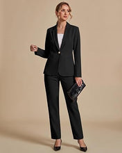 luvamia Pant Suits for Women Dressy 2 Piece Sets Business Casual Pants Set Single Button Blazers, Notch Collar, High Waisted Pants, 29" Inseam, Adjustable Dual Button Waistband, Elegant Office Outfits