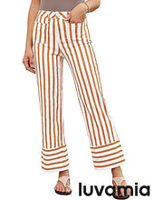 luvamia Striped Jeans for Women Wide Leg High Waisted Trendy Patch Pockets Stretchy Denim Pants Casual Trouser Jeans