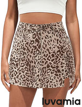luvamia FleXclusive Skorts for Woman Leopard Cheetah Print Mini Skirt with Shorts High Waisted Trendy Cute Stretchy Side Slit Skort