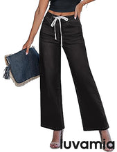 luvamia FleXclusive Wide Leg Jeans Woman High Waisted Trendy Drawstring Stretchy Denim Pants Relaxed Fit Trouser Jeans