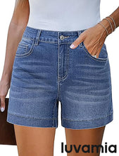 luvamia FleXclusive Jean Shorts for Women High Waisted Mid Thigh Mom Stretch Denim Shorts Casual Summer Jorts Country Concert Outfit