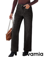 LUVAMIA Timeless High Waisted Flare Jeans Breathable Denim All Season Styling Functional Pockets