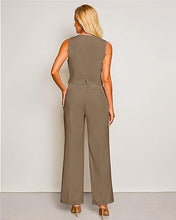 LUVAMIA Women 2 piece Vest Set Wide Leg Business Casual V Neck Sleeveless Suit Work Pant