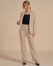 luvamia Pant Suits for Women Dressy 2 Piece Sets Business Casual Pants Set Single Button Blazers, Notch Collar, High Waisted Pants, 29" Inseam, Adjustable Dual Button Waistband, Elegant Office Outfits