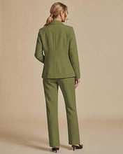 luvamia Pant Suits for Women Dressy 2 Piece Sets Business Casual Pants Set Single Button Blazers, Notch Collar, High Waisted Pants, 29" Inseam, Adjustable Dual Button Waistband, Elegant Office Outfits