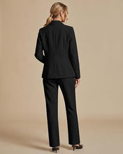 luvamia Pant Suits for Women Dressy 2 Piece Sets Business Casual Pants Set Single Button Blazers, Notch Collar, High Waisted Pants, 29" Inseam, Adjustable Dual Button Waistband, Elegant Office Outfits