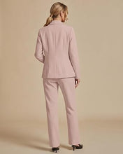 luvamia Pant Suits for Women Dressy 2 Piece Sets Business Casual Pants Set Single Button Blazers, Notch Collar, High Waisted Pants, 29" Inseam, Adjustable Dual Button Waistband, Elegant Office Outfits