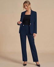 luvamia Pant Suits for Women Dressy 2 Piece Sets Business Casual Pants Set Single Button Blazers, Notch Collar, High Waisted Pants, 29" Inseam, Adjustable Dual Button Waistband, Elegant Office Outfits
