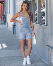 luvamia FleXclusive Denim Overalls for Women Loose Fit Baggy Jean Shorts Overall Bib Summer Casual Stretchy Adjustable Shortalls