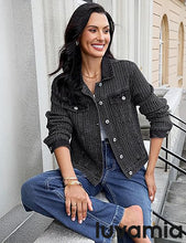 LUVAMIA Casual Western Denim Jacket Women Button Front Long Sleeve Vintage with Functional Pockets