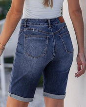 luvamia FleXclusive Bermuda Jean Shorts for Women Knee Length High Waisted Trendy Cuffed Hem Long Stretchy Denim Shorts Summer Jorts