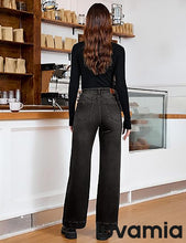 LUVAMIA Timeless High Waisted Flare Jeans Breathable Denim All Season Styling Functional Pockets