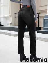LUVAMIA Women's High Waisted Straight Jeans Fashion Button Knit Jeans High Quality Jeans