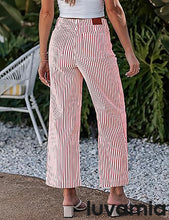 luvamia Stripe High Waist Wide Leg Jeans for Women