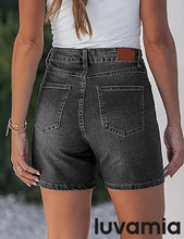 luvamia FleXclusive Jean Shorts for Women High Waisted Trendy Drawstring Stretchy Denim Shorts Summer Casual Jorts with Pockets