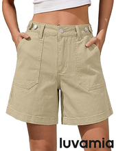 luvamia FleXclusive Jean Shorts for Women High Waisted Wide Leg Cinch Waist Stretchy Denim Mid Thigh Shorts Casual Summer Jorts
