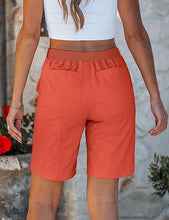 luvamia Bermuda Shorts for Women Trendy High Waist Knee Length Chino Long Shorts Drawstring Summer Casual Short 9"
