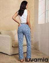 luvamia Straight Leg Jeans for Women Floral Printed High Waisted Trendy Cute Vintage Stretchy Denim Pants Boho Jeans