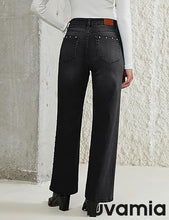 LUVAMIA  Women's High Rise Flare Jeans Washed Denim Trousers Studded Details Retro Style