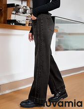 LUVAMIA Timeless High Waisted Flare Jeans Breathable Denim All Season Styling Functional Pockets