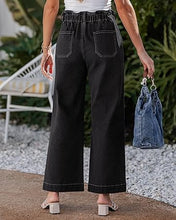 luvamia FleXclusive Wide Leg Jeans for Women Trendy High Waisted Elastic Waist Paperbag Drawstring Stretchy Denim Pants Trouser Jeans