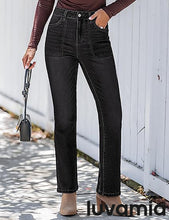 luvamia Bootcut Jeans for Women Trendy High Waisted Classic Boot Cut Stretchy Denim Pants Patch Pocket Trouser Jeans