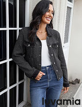 LUVAMIA Casual Western Denim Jacket Women Button Front Long Sleeve Vintage with Functional Pockets