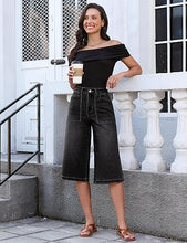 luvamia FleXclusive Capri Jeans for Women Wide Leg Trendy High Waisted Casual Summer Stretchy Denim Culottes Capri Pants with Pocket