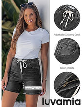luvamia FleXclusive Jean Shorts for Women High Waisted Trendy Drawstring Stretchy Denim Shorts Summer Casual Jorts with Pockets