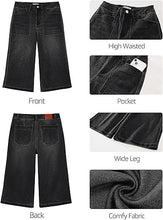 luvamia FleXclusive Capri Jeans for Women Wide Leg Trendy High Waisted Casual Summer Stretchy Denim Culottes Capri Pants with Pocket