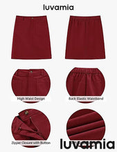 luvamia Corduroy Skirts for Women High Waisted Trendy Fall Elastic Waist Casual Stretchy Short Skirts with Patch Pockets