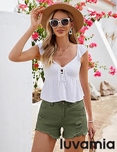 luvamia Jean Shorts for Women High Waisted Stretchy Distressed Denim Shorts Ripped Frayed Raw Hem Summer Casual Shorts