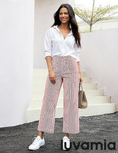 luvamia Stripe High Waist Wide Leg Jeans for Women