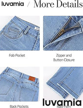 luvamia FleXclusive Capri Jeans for Women Trendy Mid Rise Distressed Raw Hem Casual Summer Stretchy Denim Capris Pants Relaxed Fit