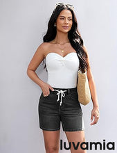 luvamia FleXclusive Jean Shorts for Women High Waisted Trendy Drawstring Stretchy Denim Shorts Summer Casual Jorts with Pockets