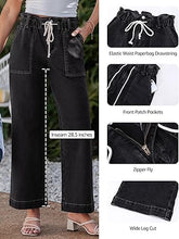 luvamia FleXclusive Wide Leg Jeans for Women Trendy High Waisted Elastic Waist Paperbag Drawstring Stretchy Denim Pants Trouser Jeans