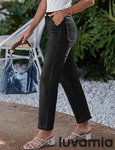 luvamia FleXclusive Women's Jeans High Waisted Straight Leg Tummy Control Stretchy Denim Pants Trendy Patch Pocket Trouser Jeans