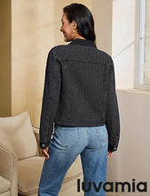 LUVAMIA Casual Western Denim Jacket Women Button Front Long Sleeve Vintage with Functional Pockets