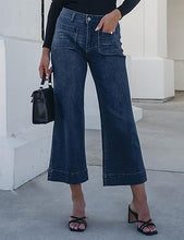 luvamia Wide Leg Jeans for Women Trendy High Waisted Flare Jeans Cropped Denim Pants Stretchy Baggy with Patch Pockets